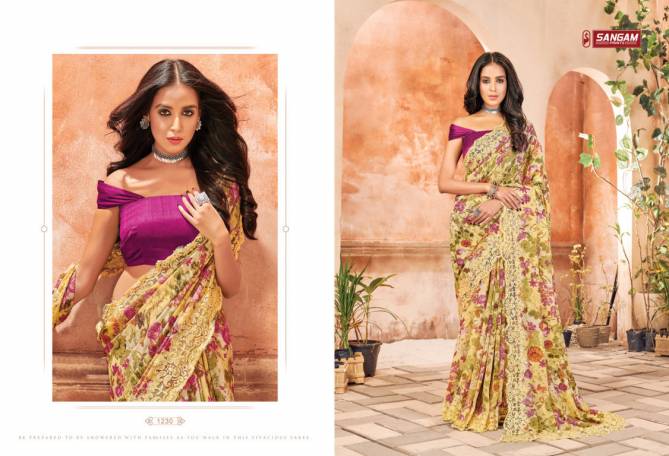 Sangam Nirvana Casual Wear Georgette Printed Designer Saree Collection
